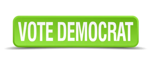 Omröstning demokrat gröna 3d realistiska fyrkantig isolerade knapp — Stock vektor