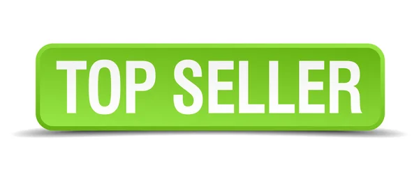 Top seller verde 3d realista cuadrado aislado botón — Archivo Imágenes Vectoriales