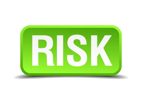 Risk gröna 3d realistiska fyrkantig isolerade knapp — Stock vektor