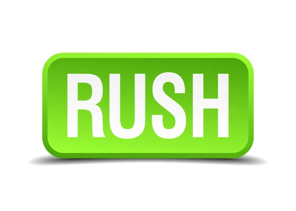 ラッシュ緑の 3 d リアルな正方形分離ボタン — ストックベクタ