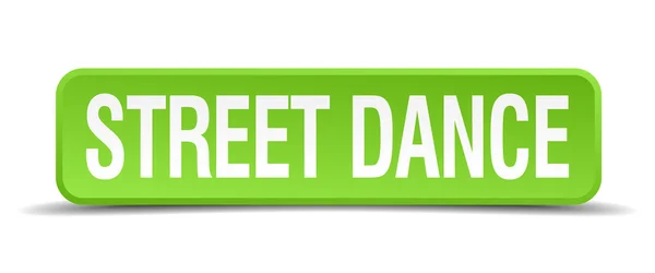 Dança de rua verde 3d quadrado realista botão isolado — Vetor de Stock