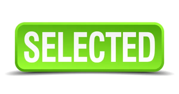 Seleccionado verde 3d realista cuadrado aislado botón — Archivo Imágenes Vectoriales