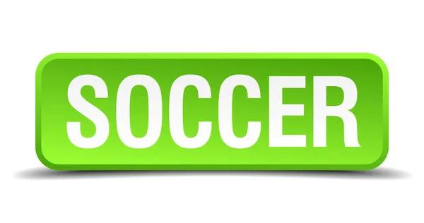 Fútbol verde 3d realista cuadrado aislado botón — Archivo Imágenes Vectoriales