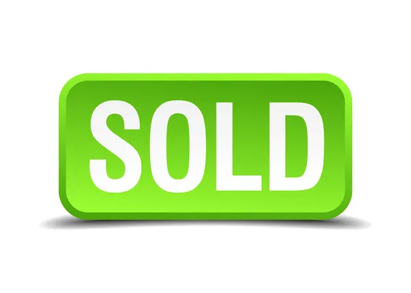 Продається зелена 3d реалістична квадратна ізольована кнопка — стоковий вектор