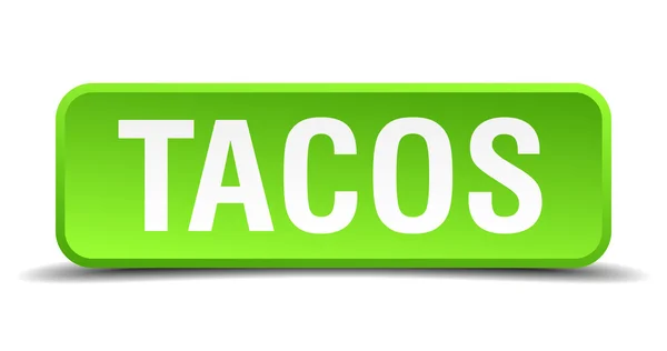 Tacos green 3d realistic square isolated button — Stock Vector