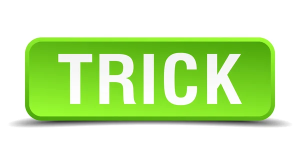 Trik zelené 3d realistických čtvercové izolované tlačítko — Stockový vektor