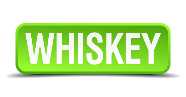 ウイスキー緑の 3 d リアルな正方形分離ボタン — ストックベクタ