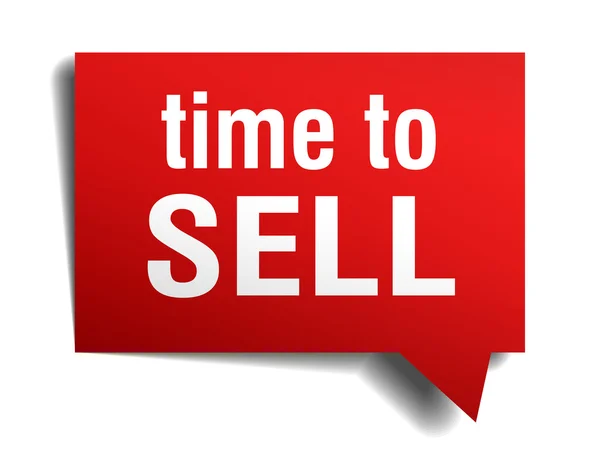 Tempo para vender vermelho 3d realista bolha de discurso de papel isolado no branco — Vetor de Stock