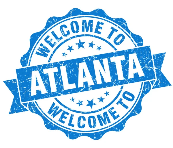 Benvenuto a Atlanta sigillo isolato blu vintage — Foto Stock
