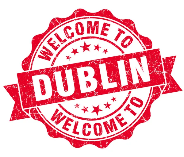 Witamy w Dublinie czerwony vintage pieczęć na białym tle — Zdjęcie stockowe