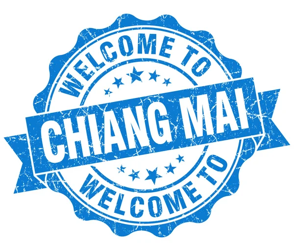 Benvenuto a Chiang Mai sigillo isolato blu vintage — Foto Stock