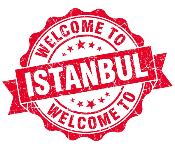 Bem-vindo ao selo isolado vintage vermelho de Istambul — Fotografia de Stock