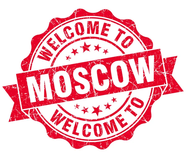 Bienvenue à Moscou sceau isolé vintage rouge — Photo