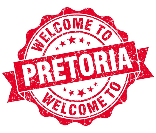 Benvenuto a Pretoria sigillo rosso vintage isolato — Foto Stock