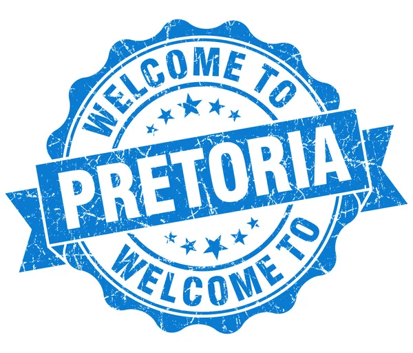 Benvenuto a Pretoria sigillo isolato blu vintage — Foto Stock