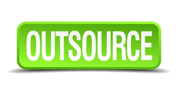 Outsource vert 3d réaliste carré bouton isolé — Image vectorielle