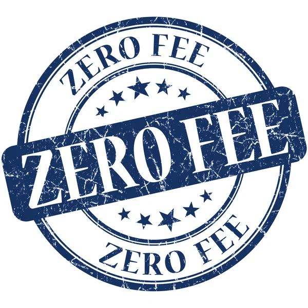 Zero fee blue vintage grungy isolated round stamp — Stock Photo, Image