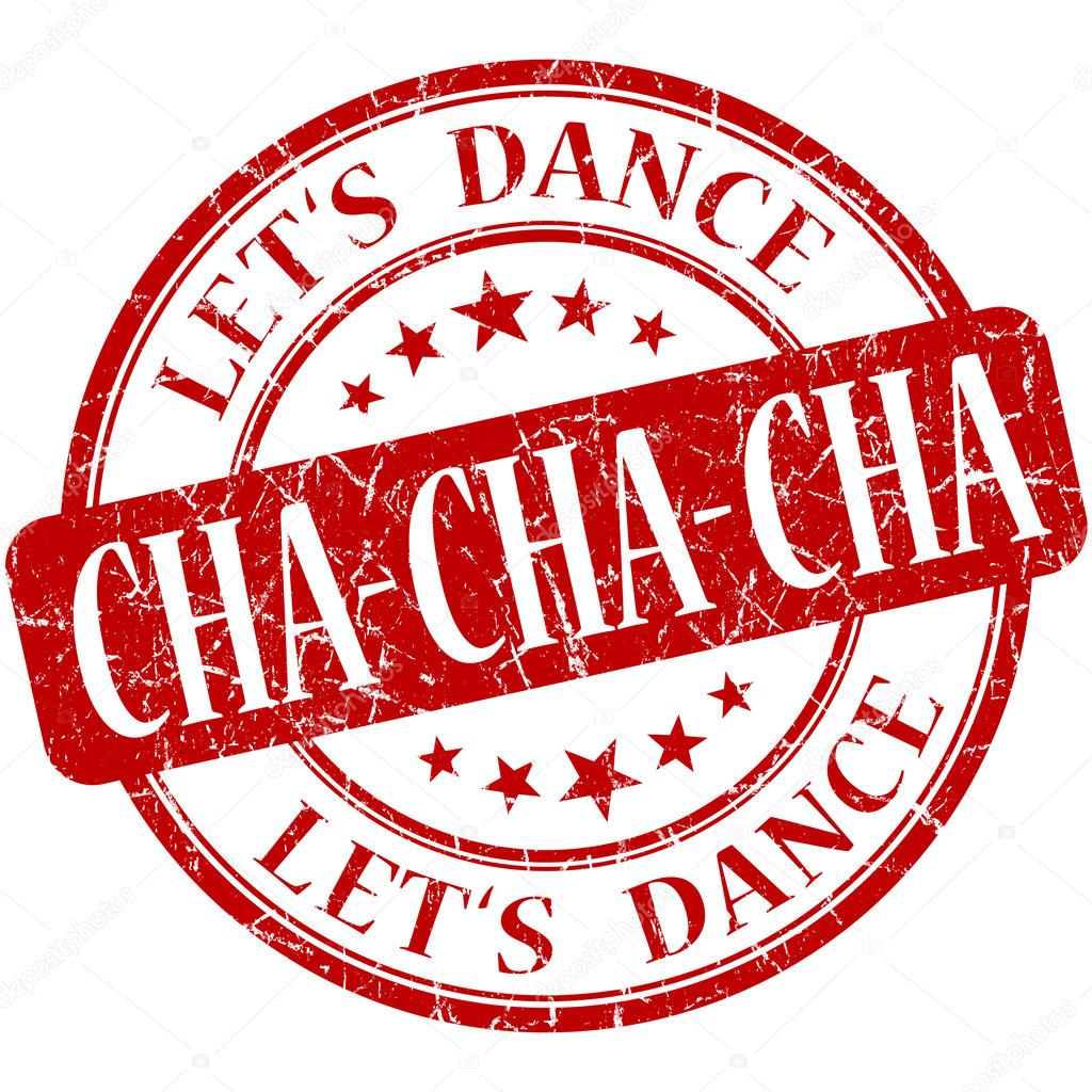 Cha cha cha red vintage grungy isolated round stamp