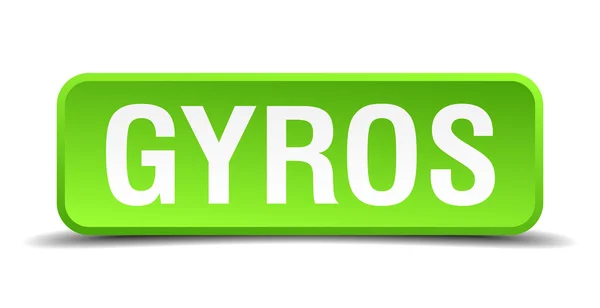 Gyros verde 3d realista botón cuadrado aislado — Vector de stock