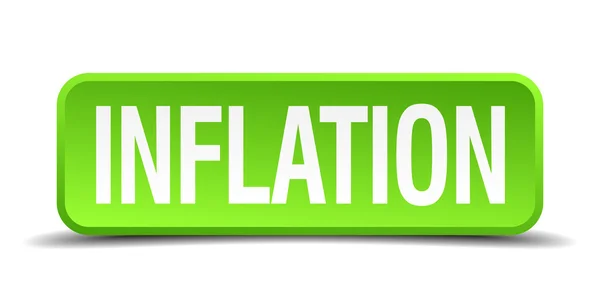 Inflace zelené 3d realistických čtvercové izolované tlačítko — Stockový vektor