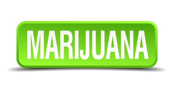 Marijuana green 3d realistic square isolated button — Stock Vector