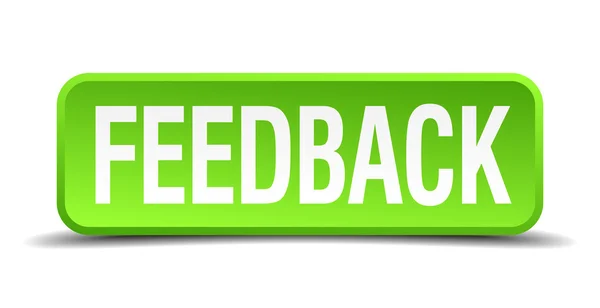 Feedback verde 3d botão quadrado realista isolado — Vetor de Stock