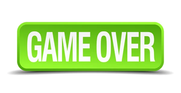 Game over green 3d realistic square isolated button — Stock Vector