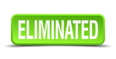 Eliminated green 3d realistic square isolated button clipart