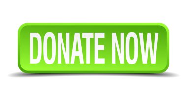 donate now green 3d realistic square isolated button clipart