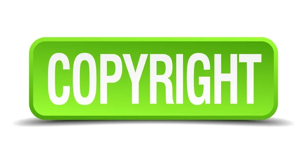 Copyright green 3d realistic square isolated button — Stock Vector