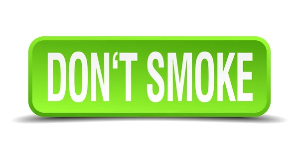No fumar verde 3d realista botón cuadrado aislado — Archivo Imágenes Vectoriales