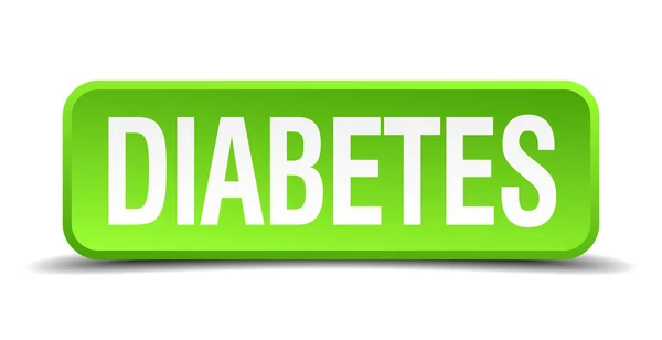 Diabète vert 3d réaliste carré isolé bouton — Image vectorielle