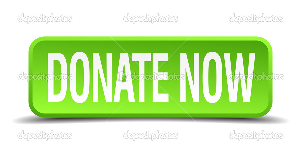 donate now green 3d realistic square isolated button