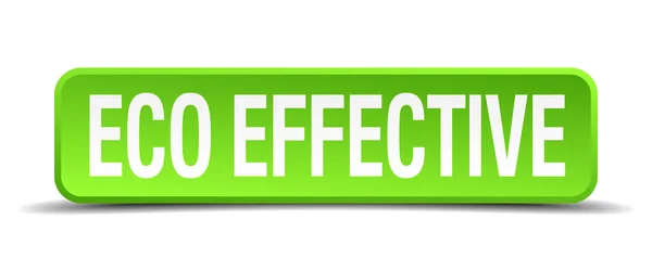 Eco eficaz verde 3d botão quadrado realista isolado — Vetor de Stock