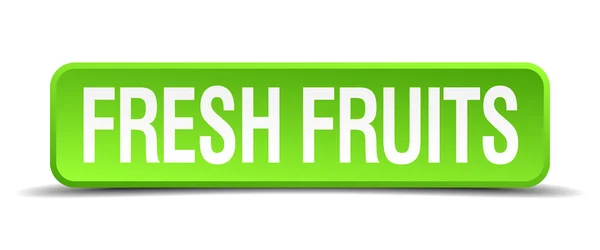 新鮮な果物の緑の正方形の 3 d リアルな分離ボタン — ストックベクタ