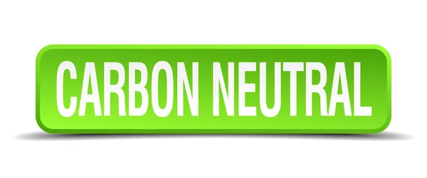 Carbon neutral grön 3d realistiska fyrkantig isolerade knapp — Stock vektor