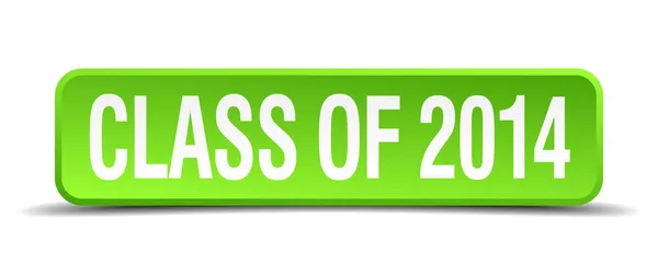 Class of 2014 green 3d realistic square isolated button — Stock Vector