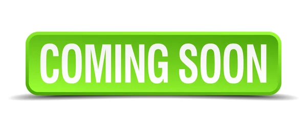 Coming soon green 3d realistic square isolated button — Διανυσματικό Αρχείο