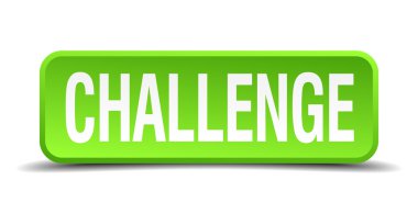 challenge green 3d realistic square isolated button clipart