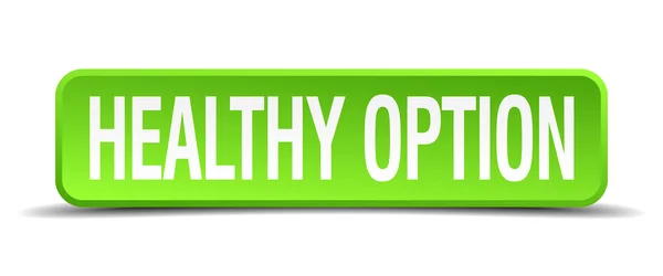 Healthy option green 3d realistic square isolated button — Stock Vector