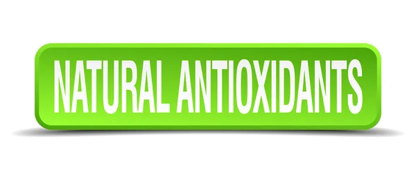 Antioxidantes naturais verde 3d botão quadrado realista isolado — Vetor de Stock