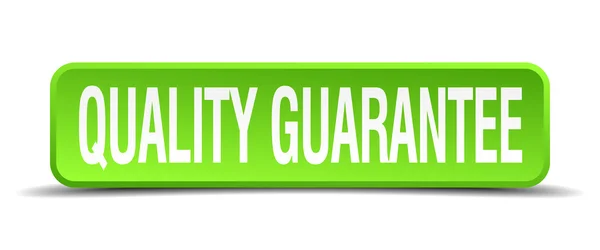 Garanzia di qualità 3d verde realistico pulsante quadrato isolato — Vettoriale Stock