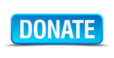 donate blue 3d realistic square isolated button clipart