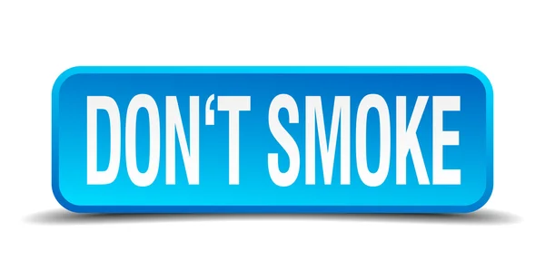 No fumar azul 3d realista botón cuadrado aislado — Vector de stock