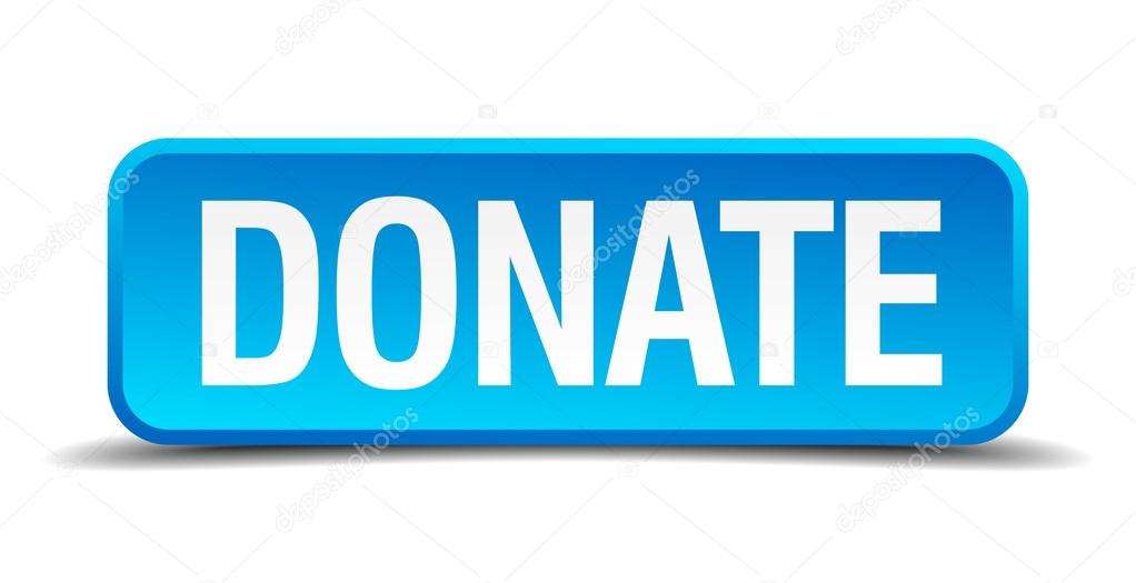 donate blue 3d realistic square isolated button
