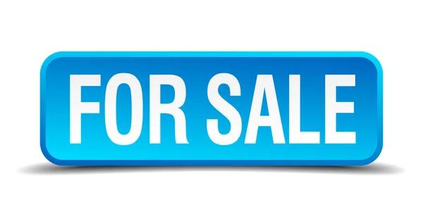 Para venda azul 3d realista quadrado isolado botão —  Vetores de Stock