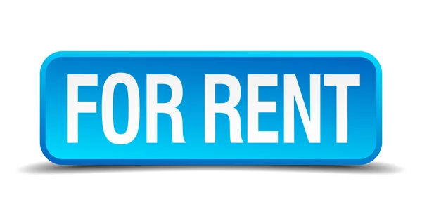 For rent blue 3d realistic square isolated button — Stock Vector