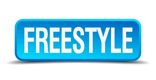Freestyle bleu 3d réaliste carré isolé bouton — Image vectorielle