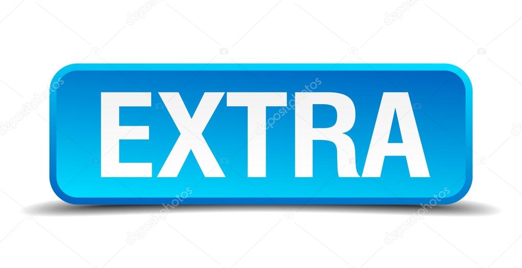Extra blue 3d realistic square isolated button