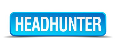 headhunter blue 3d realistic square isolated button clipart